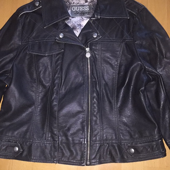 Distressed vegan leather jacket by Guess size XL - Picture 2 of 8